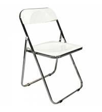Стул складной глянцевый белый  "Style CF-015", хромированный каркас, пластик, 533249